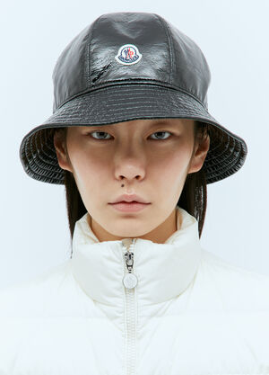 Moncler Logo Patch Bucket Hat Black mon0257050