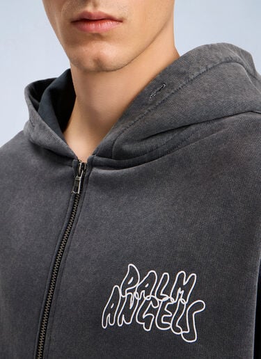 Palm Angels Palm Leaf Loose Zip Hoodie Grey pma0164035