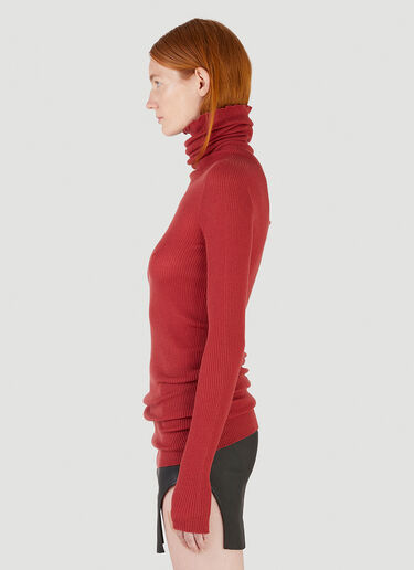 Rick Owens Turtleneck Ribbed-Knit Top Red ric0245027