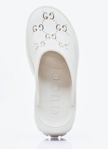 Gucci Perforated G Platform Mules White guc0253110