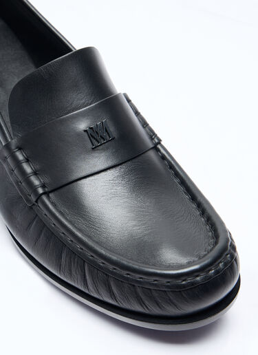 Max Mara Logo Plaque Leather Loafers Black max0257045