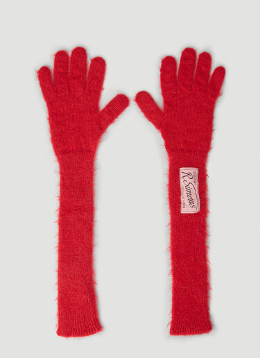 Raf Simons Logo Patch Long Gloves Red raf0346005