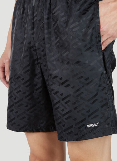 Versace La Greca 提花印花泳裤 黑色 ver0151021