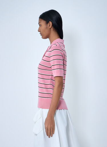 Miu Miu Striped Polo Shirt Pink miu0263055