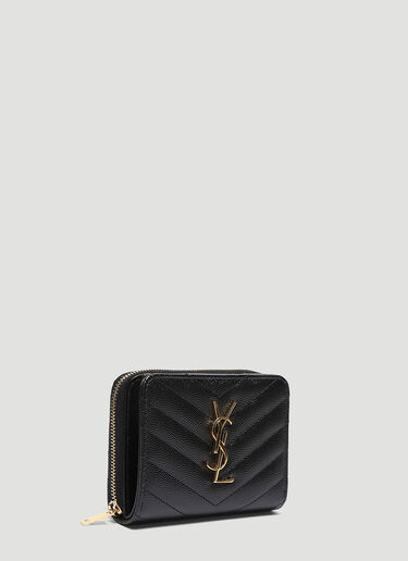 Saint Laurent Compact Zip Around matelassé leather Wallet Black sla0233060