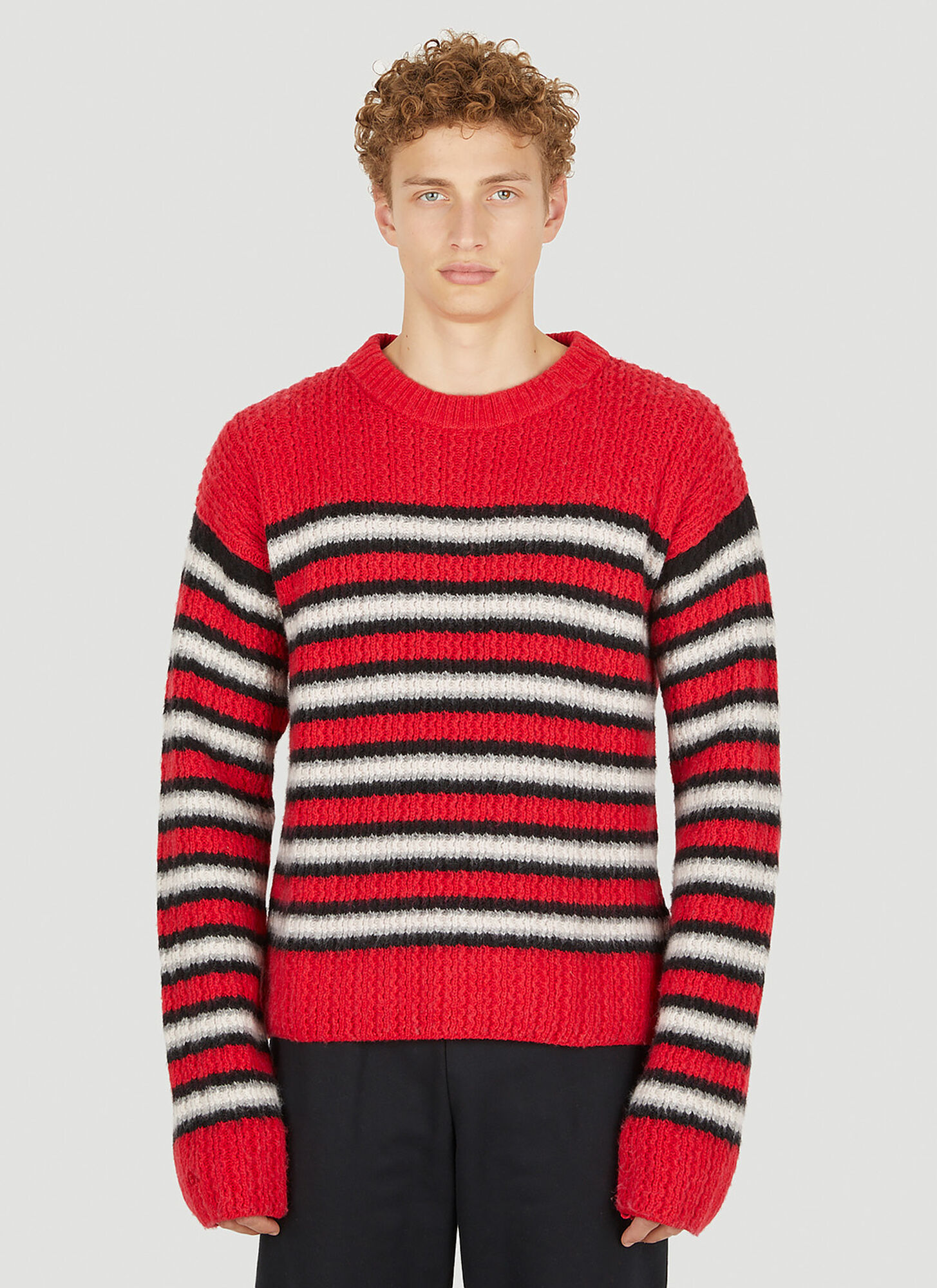 Erl Striped Knitted Sweater Male Red