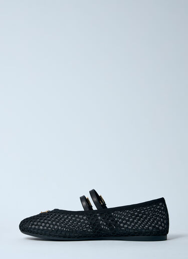 Prada Mesh Ballerina Flats Black pra0260003