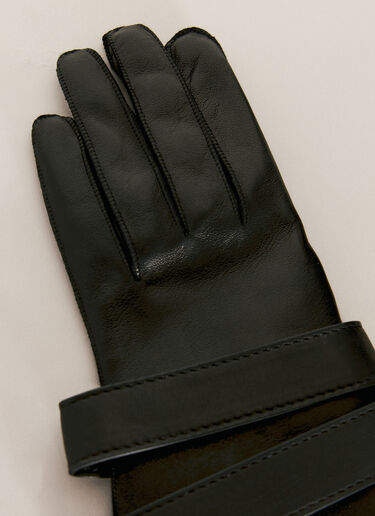 Saint Laurent Aviator Leather Gloves Black sla0256031