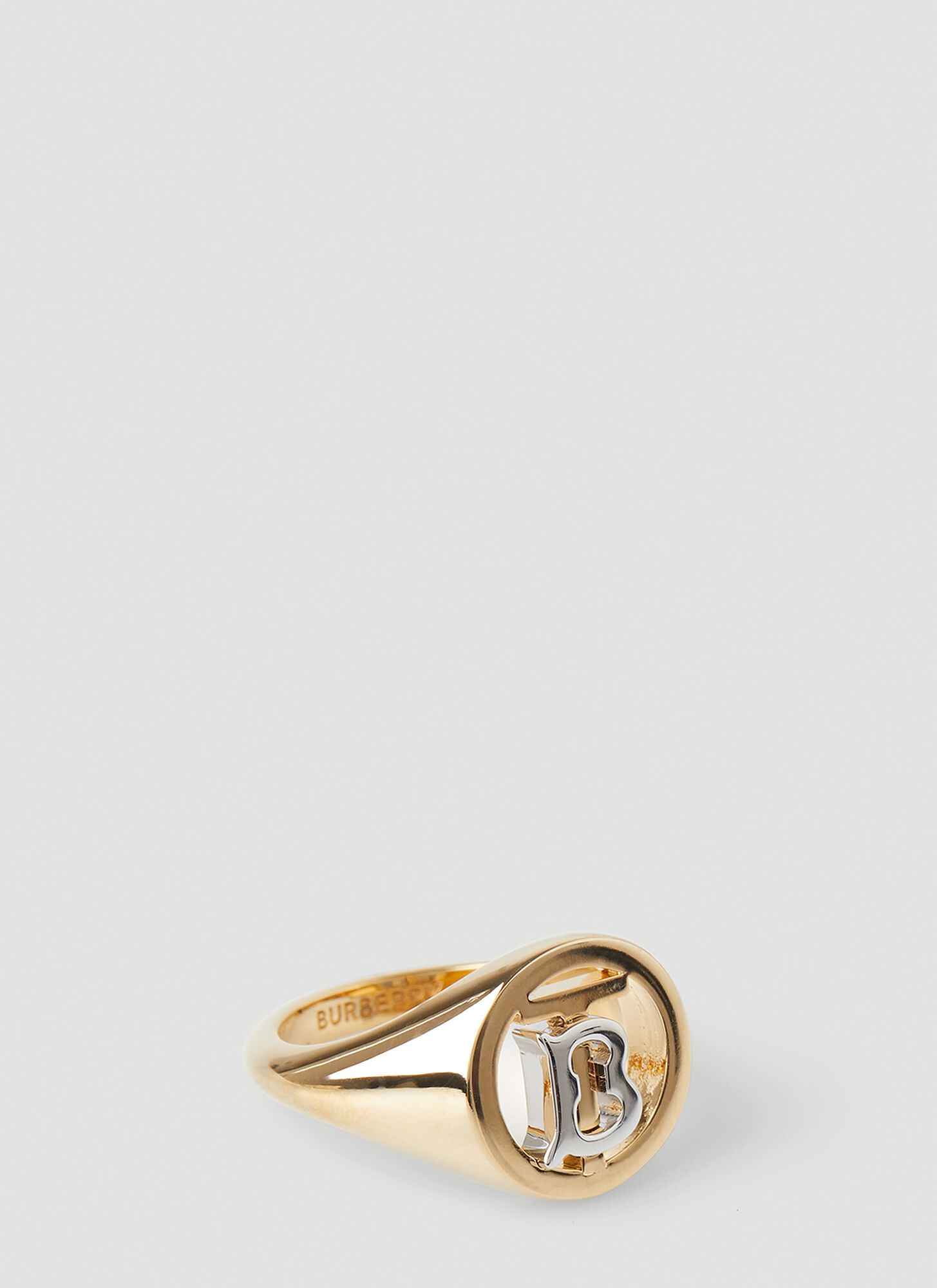 Burberry Logo Cut Out Signet Ring Female Gold