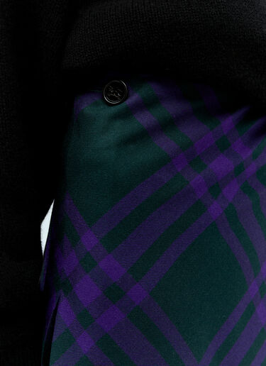 Burberry 格纹百褶中长半裙 紫色 bur0254007