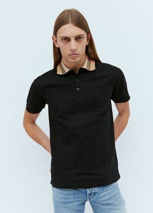 Burberry Check Collar Polo Shirt Black bur0153030