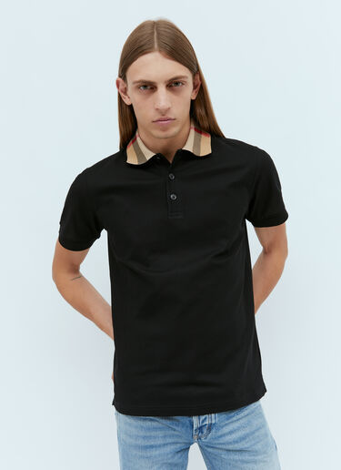 Burberry Check Collar Polo Shirt Black bur0153030