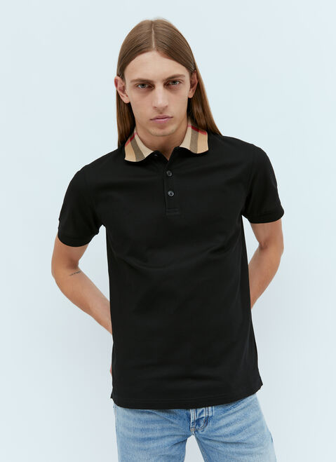 Versace Check Collar Polo Shirt Black ver0154006
