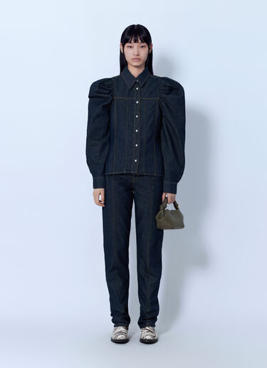 LN-CC® - GANNI: Slub Denim Shirt - Blue GANNI Slub Denim Shirt Blue gan0266005