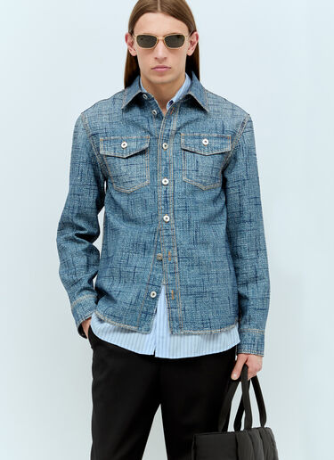 Bottega Veneta Textured Denim Print Shirt Blue bov0155003