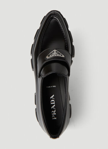 Prada Pointed Toe Monolith Loafers Black pra0249019