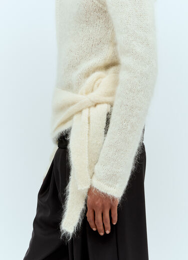 Aaron Esh Mohair Tied Hooded Sweater Cream ash0154001