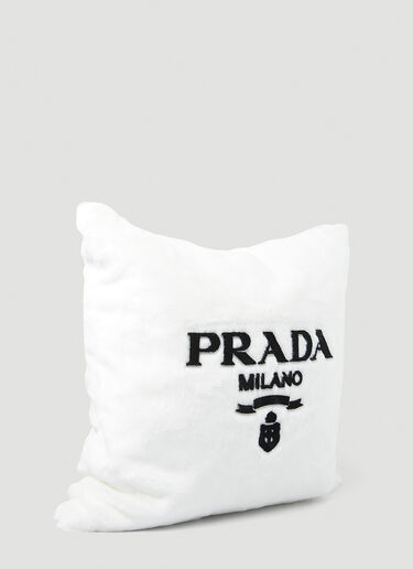 Prada Logo Engraved Square Cushion White pra0347003