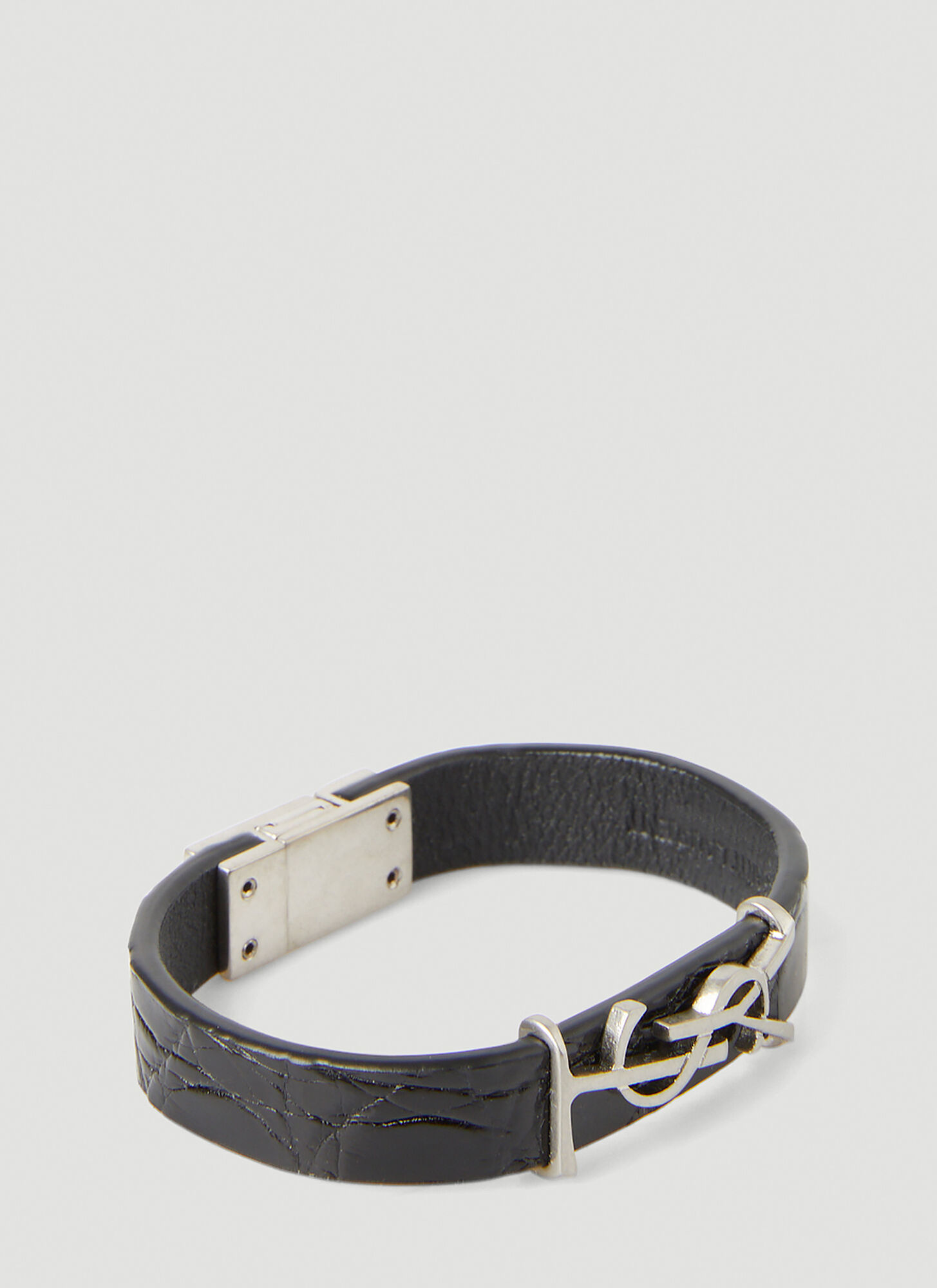 Saint Laurent Ysl Plaque Bracelet In Black
