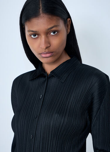 Pleats Please Issey Miyake Pleated Button-Down Shirt Black plp0263008