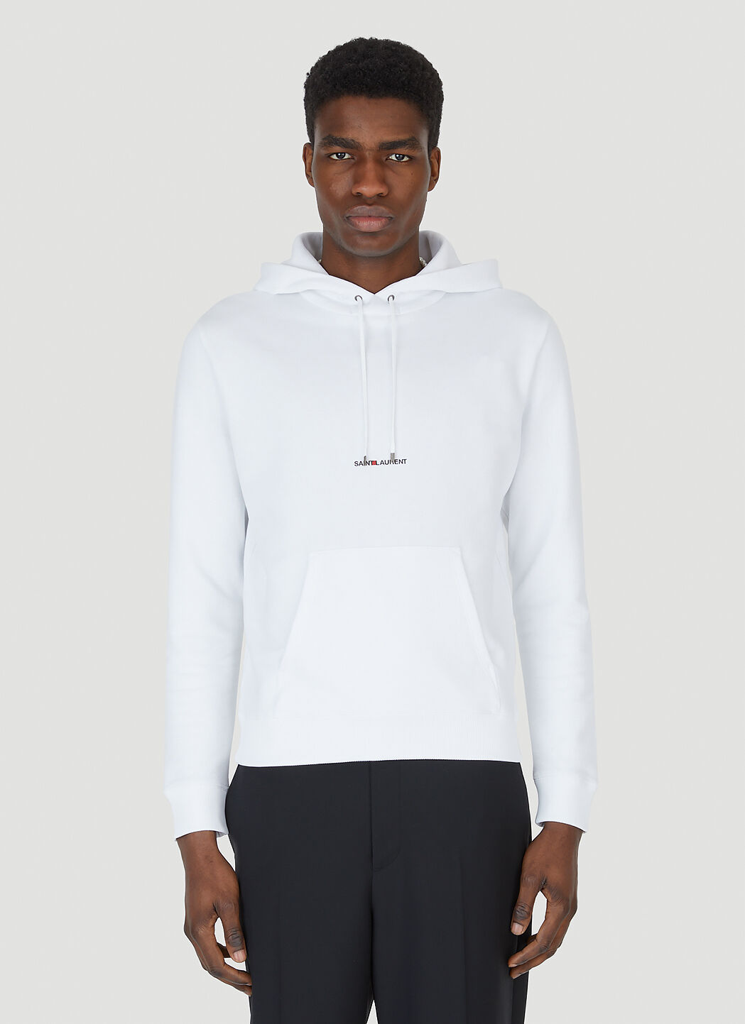 Saint Laurent Men s Rive Gauche Hooded Sweatshirt in White LN CC