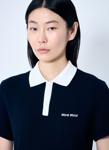 Miu Miu Polo Shirt Dress With Pleated Hem Blue miu0259013