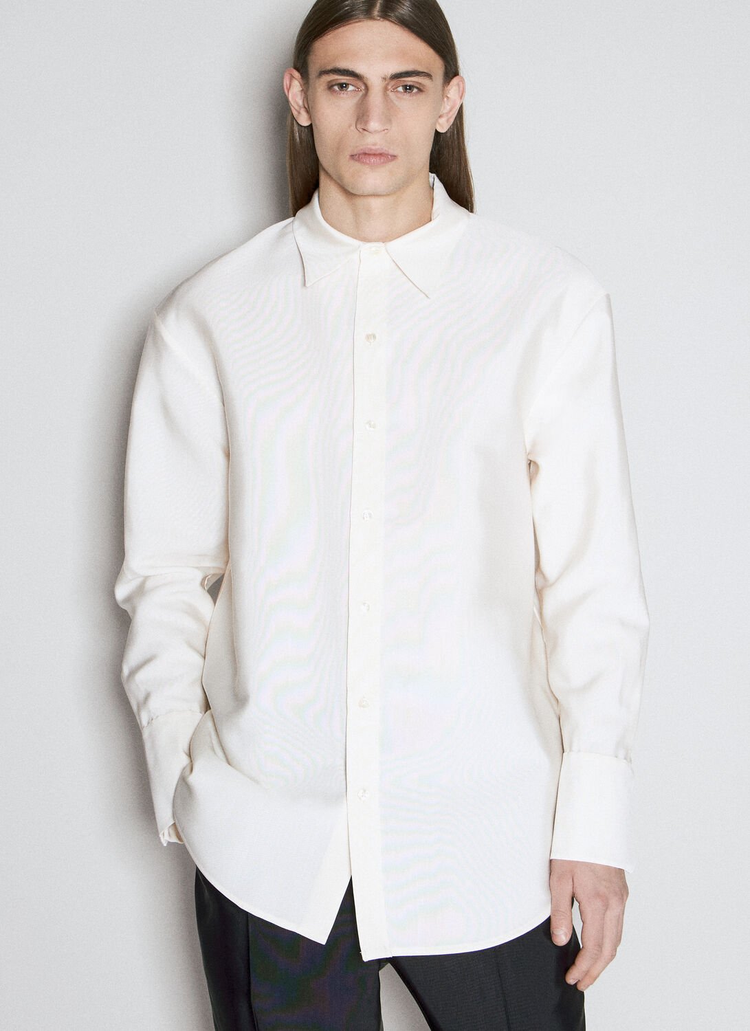 Shop Saint Laurent Faille Overshirt In White