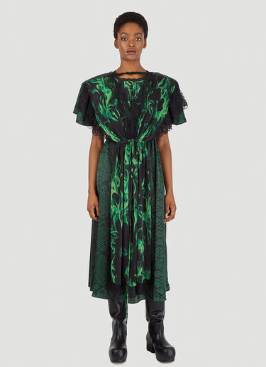 Vetements 스모크 파이썬 프린트 더블 드레스 그린 vet0246003