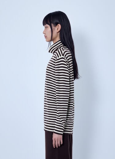 LN-CC® - Max Mara: Striped Turtleneck Sweater - Beige Max Mara Striped Turtleneck Sweater Beige max0266025