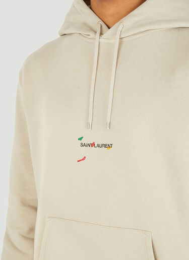 Saint Laurent x © Bruno V. Roels Logo Print Hooded Sweatshirt Beige sla0147014