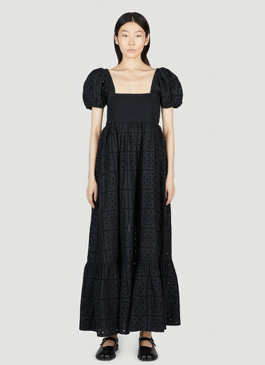 GANNI Broderie Anglaise Maxi Dress Black gan0253012