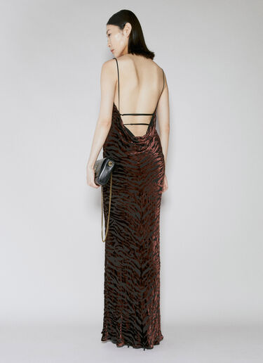 Saint Laurent Velvet Devoré Maxi Dress Burgundy sla0253023