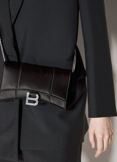 Balenciaga Hourglass Wallet On Chain Black bal0255079