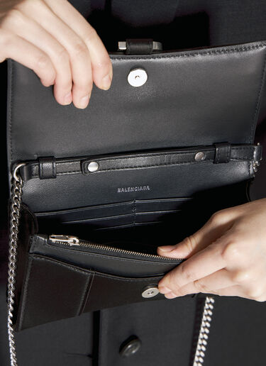 Balenciaga Hourglass Wallet On Chain Black bal0255079