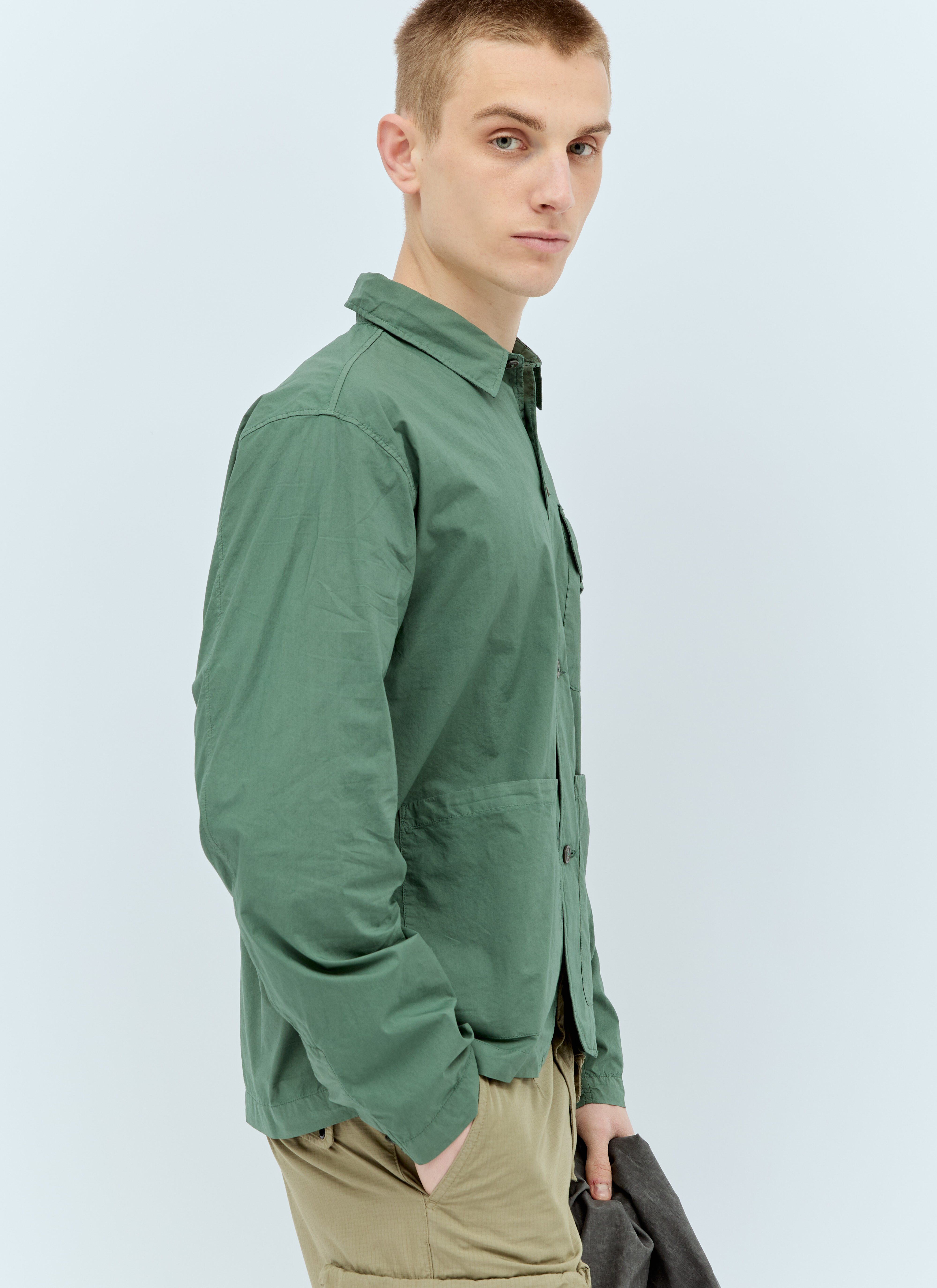 C.P. Company 長袖シャツ オリーブグリーン C.P. Company Men's' Poplin Workwear Shirt in Green | LN-CC®