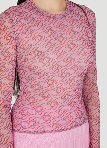 Blumarine 网布徽标长袖上衣 粉 blm0249004