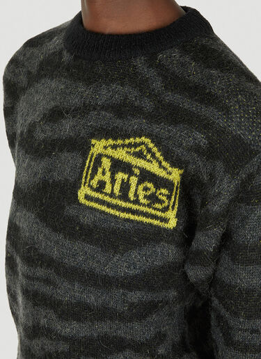 Aries Kurt Tiger Knit Sweater Grey ari0348008