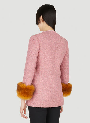 Saint Laurent Faux Fur Trim Blazer Pink sla0246012