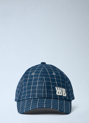 Wales Bonner Linen Check Cap Navy wbn0164007