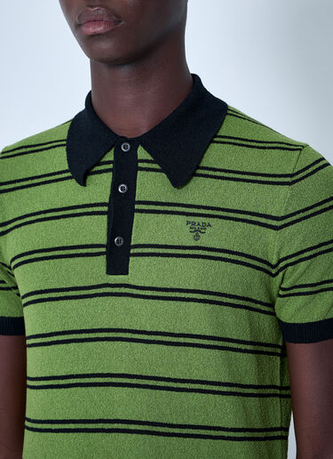 Prada Stripe Logo Motif Polo Shirt Black pra0160010