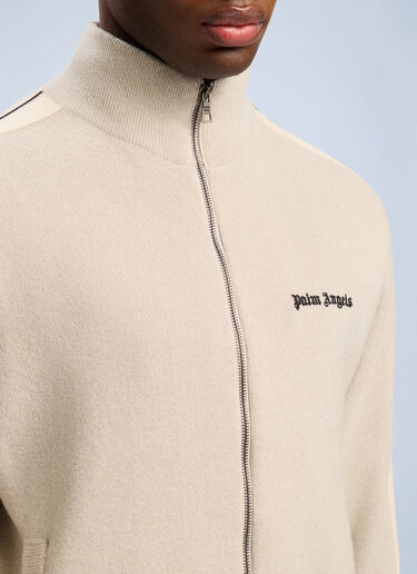 Classic Logo Knit Track Jacket Palm Angels Classic Logo Knit Track Jacket Beige pma0162109