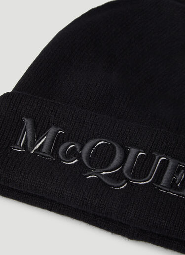 Alexander McQueen Embroidered-Logo Beanie Hat Black amq0146067