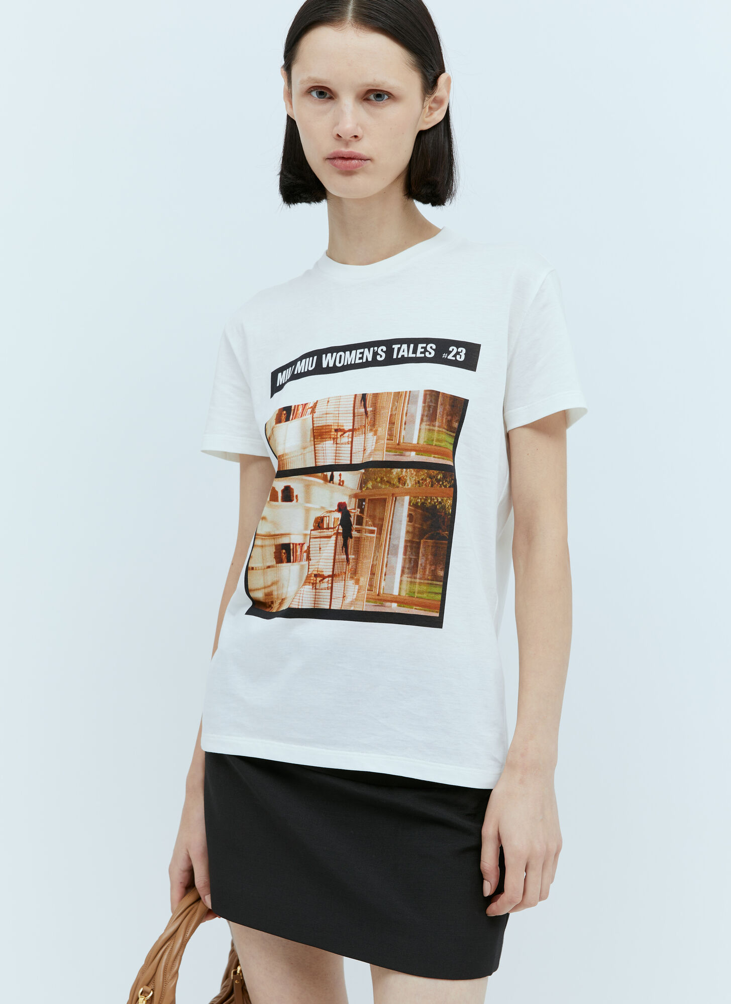 Shop Miu Miu Graphic Print T-shirt In White