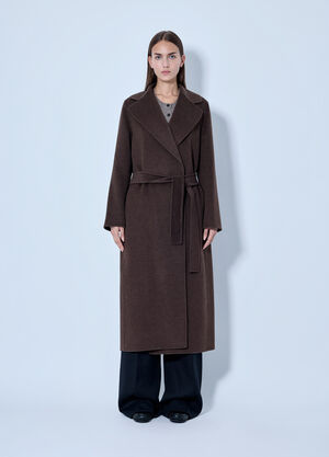 Max Mara Wrap Belted Wool Coat Brown max0266120