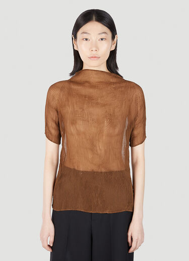 Issey Miyake Chiffon 扭纹高领上衣 棕色 ism0251006