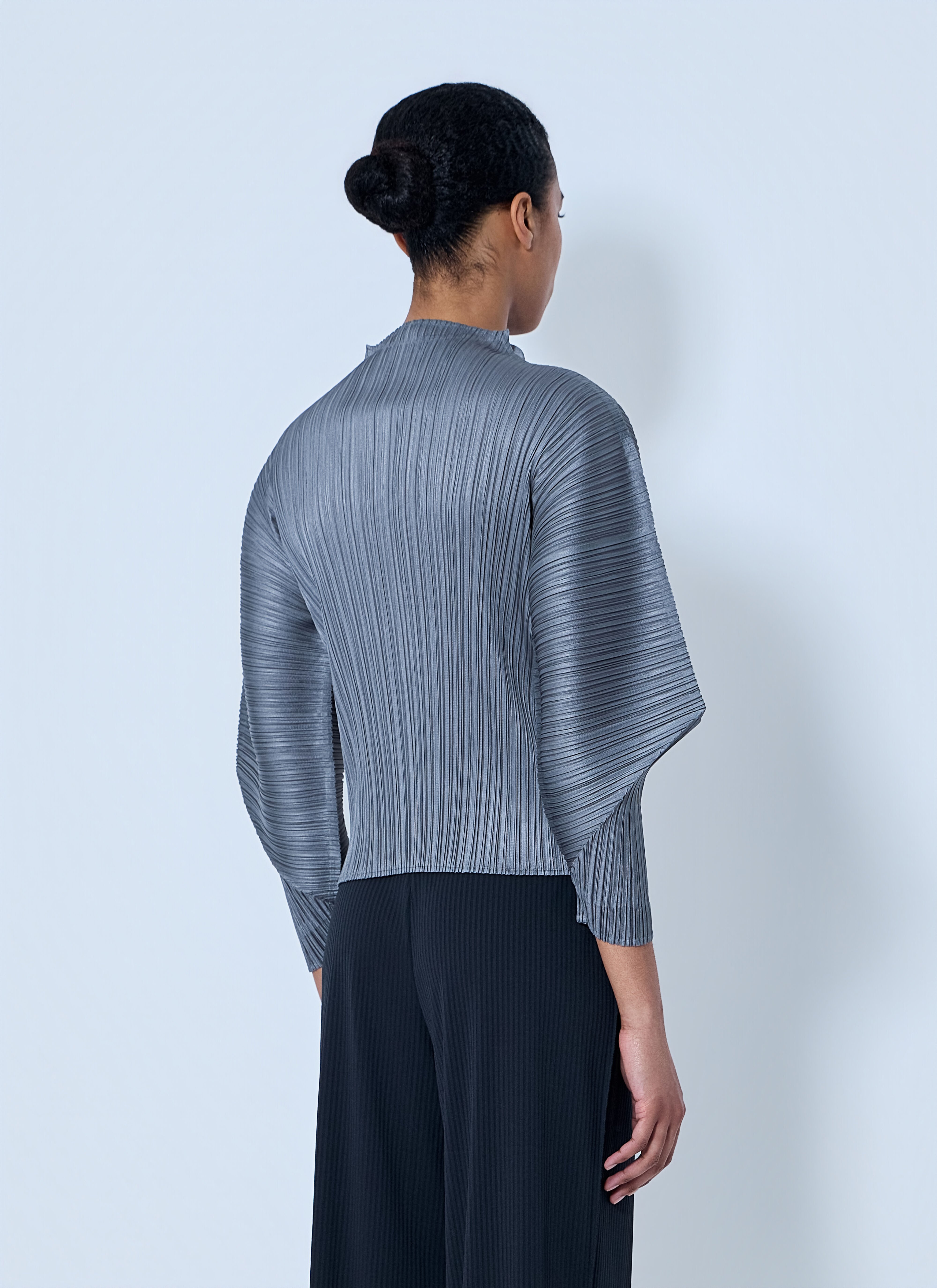 Pleats Please Issey Miyake Women's' Pleated High-Neck Top in Grey