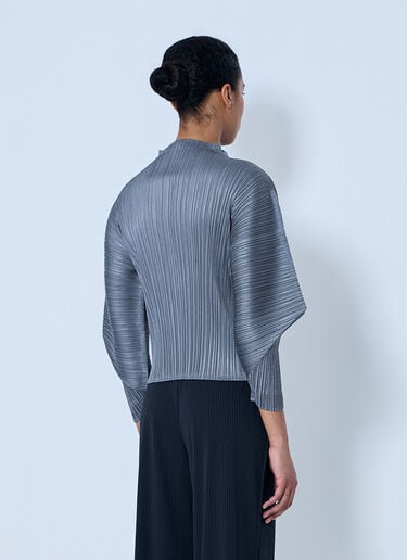 Pleats Please Issey Miyake Pleated High-Neck Top Grey plp0264007