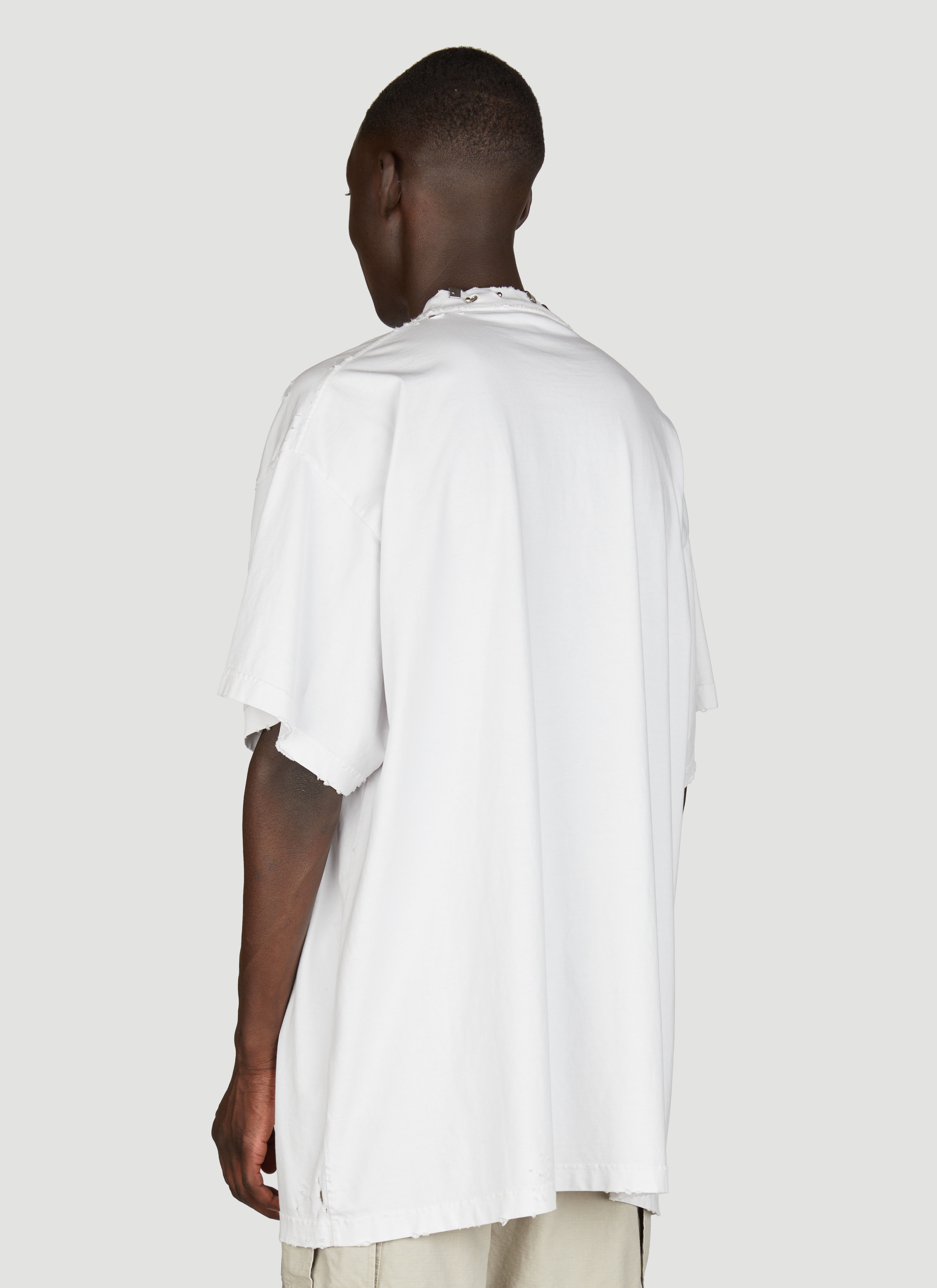 Balenciaga Men's' Pierced Oversized T-Shirt in White | LN-CC®
