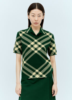 Burberry Check Polo Top Green bur0155040