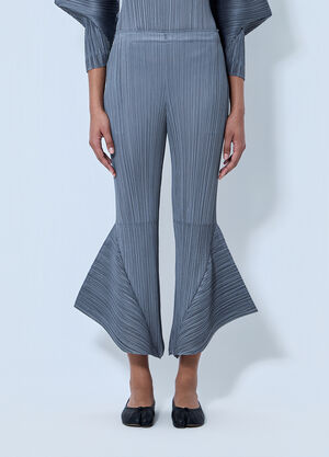 Pleats Please Issey Miyake Pleated Flared Trousers Grey plp0264005